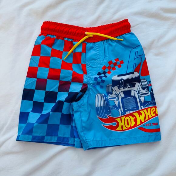 Hot Wheels NWT Swim Trunks Quick Dry UPF 50+ Blue Red Graphic Size 6 - Picture 7 of 7